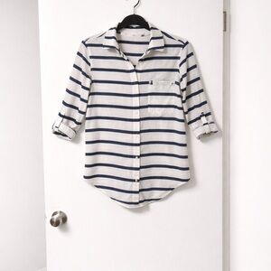 ✨ZARA Coastal Stripe Linen-Blend Button-Up Size XS